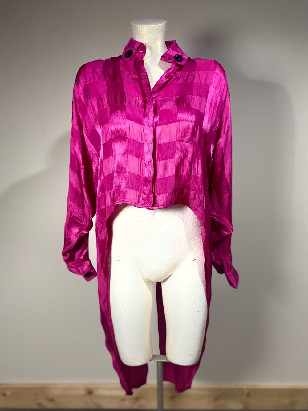 Vintage Fuchsia Cropped  Down Shirt with coat tails extremely RARE